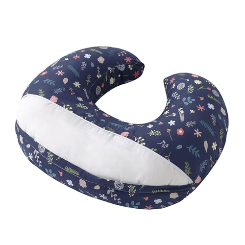 Image of ๐๐ข๐ฆ๐ ๐๐ฅ Nursing Pillow for Breastfeeding Newborn Baby | C-Shape Feeding Pillow with Removable Cotton Cover | Tummy Time, Propping & Sitting Support | Baby Feeding Pillow for Mother (BLUE-PLANT)