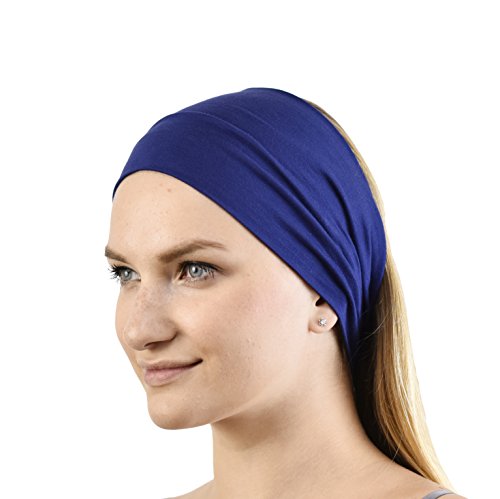 Jasmine Silk Unisex Bamboo Headband Hair Band (Navy)