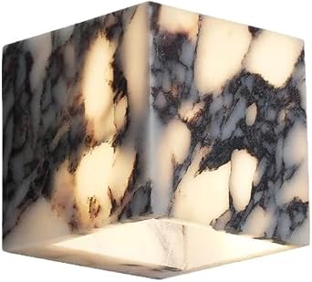 Modern Industrial Style Wall Light, LED Light Source Square Marble Wall Lamp, Single Head Minimalist Wall Sconce, Bedroom Living Room Hotel Wall Mounted Light Fixtures