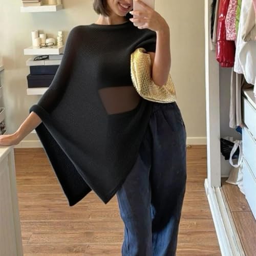 Bocymolay Women Sheer Poncho Shrug Bolero Lightweight Knit Top Summer Cover Up Pullover Shrugs Shawl Sweater3
