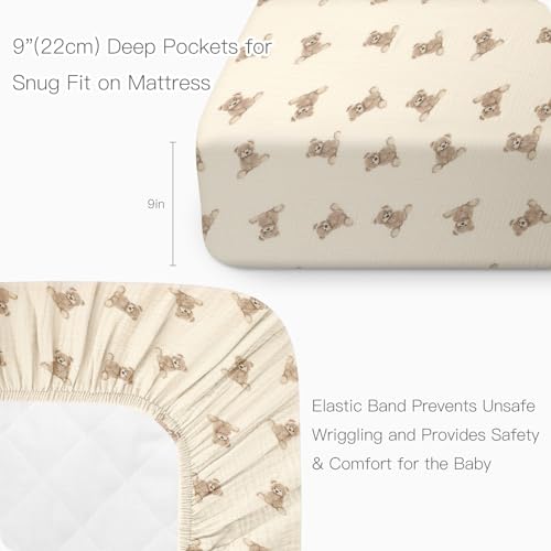 Knirose 52X28 Inches Muslin Crib Sheets Fitted Crib Mattress Sheet For Baby Girls & Boys, 100% Cotton, Soft Boho Neutral Toddler Bedding Bed Sheets Fits Well Standard Size Crib Mattress 28X52 Inches thumb #4