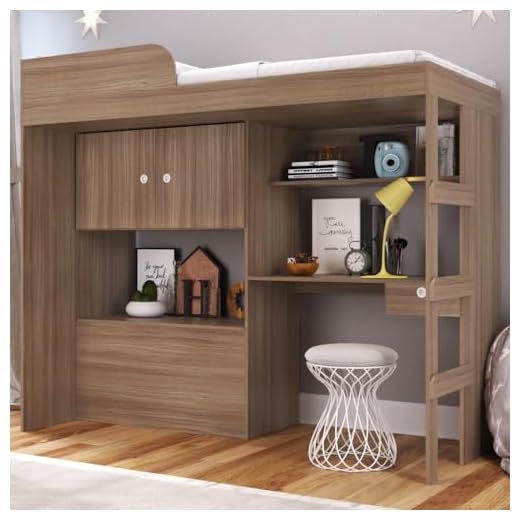 CAMA ALTA MULTIFUNCIONAL COM BAÚ E ESTAÇÃO DE TRABALHO 80 LION MONTANA