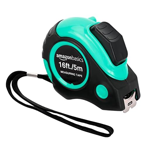 Amazon Basics Tape Measure - 16 ft / 192 in, Turquoise