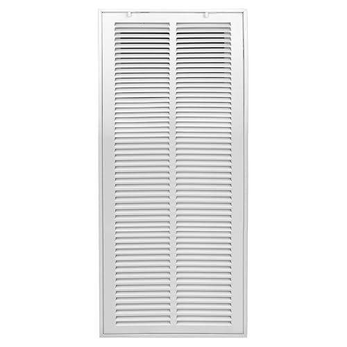 Image of Fits 14x30 Duct Opening | Steel Return Air Filter Grille by Handua [Removable Door] for 1-inch Filters | Vent Cover Grill | White | HVAC Cold Air Intake Grille | Out Dim: 16 5 /8 inchW X 32 5 /8 inchH