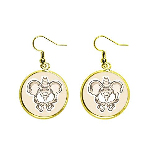 Esqueleto humano dibujo simple pendientes largos color dorado de moda para mujer