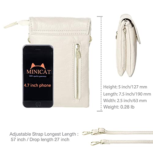 MINICAT Roomy Pockets Small Crossbody Bags Cell Phone Wallet Purses for Women (Beige)