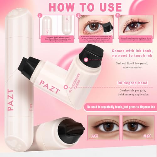 2 Pack Eyeliner Stempel, Wing Eyeliner Stamp, Wing Tip Pen, Doppelendmarker Lidstrich Stempel, Drehbarer EYeliner Wasserfest, Langanhaltend Wasserfest, Wischfest (Schwarz+Braun)