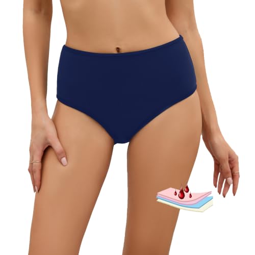 Image of Leoparts Period Swimwear Leakproof Bikini Bottoms Black High Waisted Coverage Swimsuit Bottom for Girls Teens Women