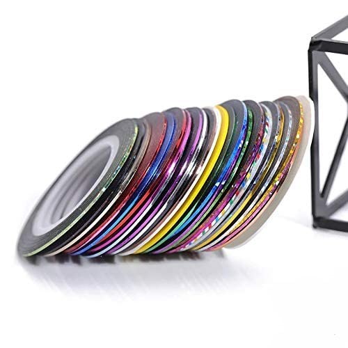 Multicolour Nail Striping Tape,Nail Art Tip Sticker. Nail Art Tape Line, Striping Tape Line Nail Art Decoration Sticker DIY Nail Tip (Pack of 10)