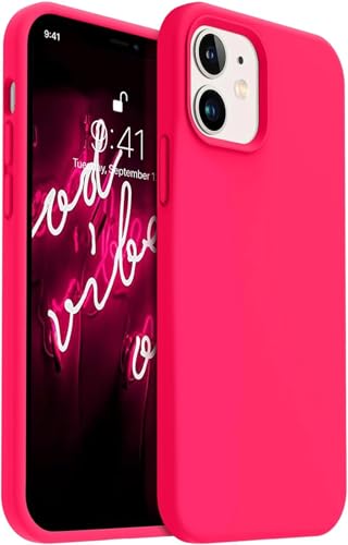 Image of Premium Liquid Silicone Case for iPhone 12 & 12 Pro - Slim Full Body Protective Back Cover with Soft Microfiber Lining, Anti-Slip Grip Scratch Resistant Phone Case(Neo Pink)