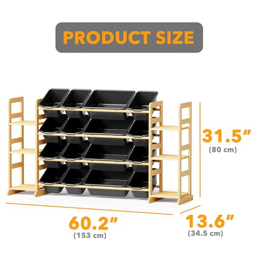Image of SpaceAid Toy Storage Organizer with 6 Shelves and 16 Bins, Toy Organizers Storage Bookshelf, Kids Bin Shelf Toys Box Bookcase for Bedroom Playroom Organization Room Decor, True Black