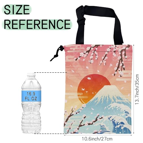 Image of Plum Blossoms Car Trash Bag,Sunrise Hanging Drawstring Car Garbage Bag,Waterproof Canvas Car Back Seat Organizer with Adjustable Buckle,for Vehicles,SUVs,Camping,Road Trips