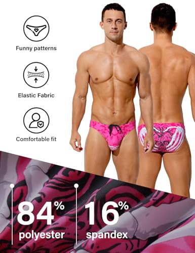 Arjen Kroos Mens Sexy Swim Briefs Bikini Swimwear Print Swimsuit with Drawstring Bathing Suit4