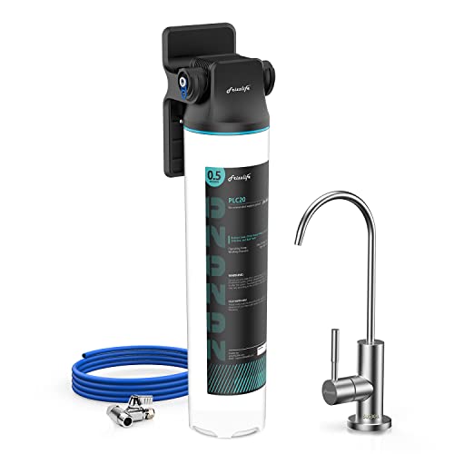 Frizzlife SW20F Under Sink Water Filter System with Brushed Nickel Faucet, NSF/ANSI 53&42 Certified, Reduces 99.99% Lead, Chlorine, Bad Taste & Odor, 3 Years High Capacity, 0.5 Micron, USA T