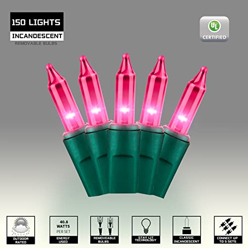 Justpro 150Lights Pink Extra-Bright With End Connectors Christmas Decorative Lights 9.72M Ul Certified Mini String Light Set Waterproof For Home Garden Holiday Christmas Tree Party Patio Decor Wedding #TOP1