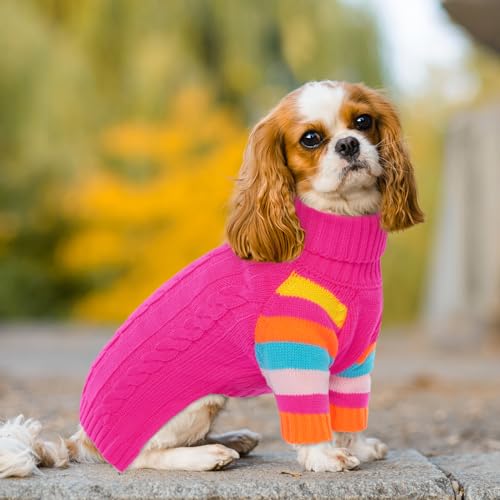 Image of Small Dog Sweater, Turtleneck Pullover with Sleeves, S
