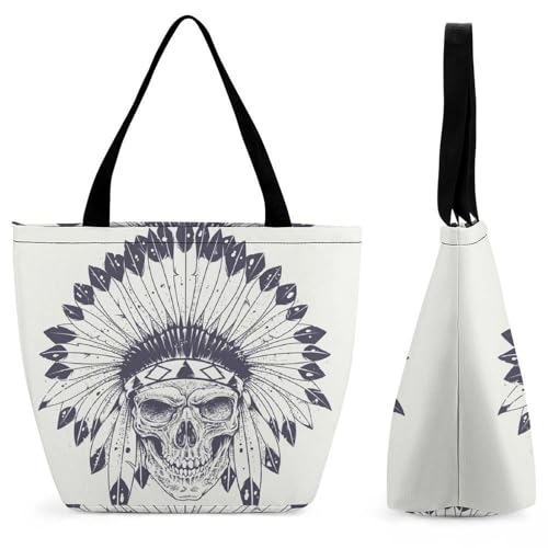 Sac de shopping crâne pour femme grand cabas de voyage 28.5x18x32.5cm