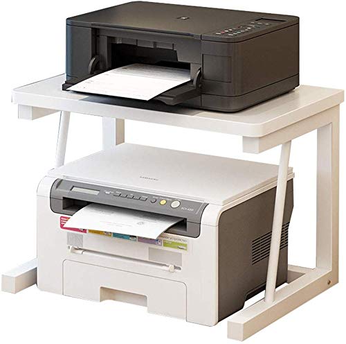 Drucker Regal Mobildruckerständer Schreibtisch Druckertisch Study Finishing Bücher Doppel Mikrowelle Rack-Organizer Faxgerät,Weiß,57 * 34 * 38 cm