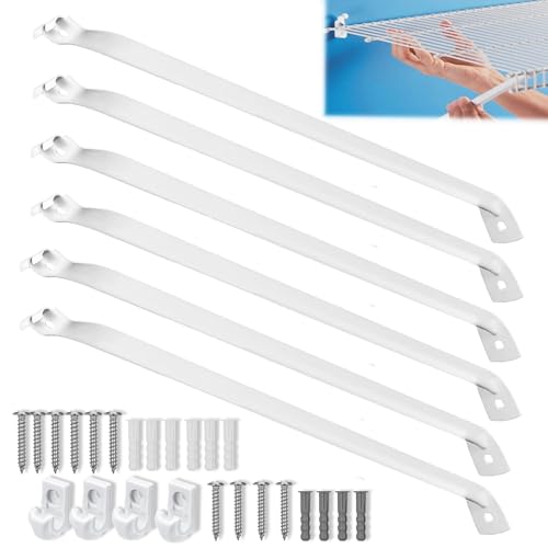 Ojeemii 6 Pack 12 Inch Wire Shelf Brackets Set, Closet Support Brackets with Anchors and Screws, Wire Closet Shelving Accessories with 4 PCS Wire Shelf Clips, for Wardrobe and Wall Bracket