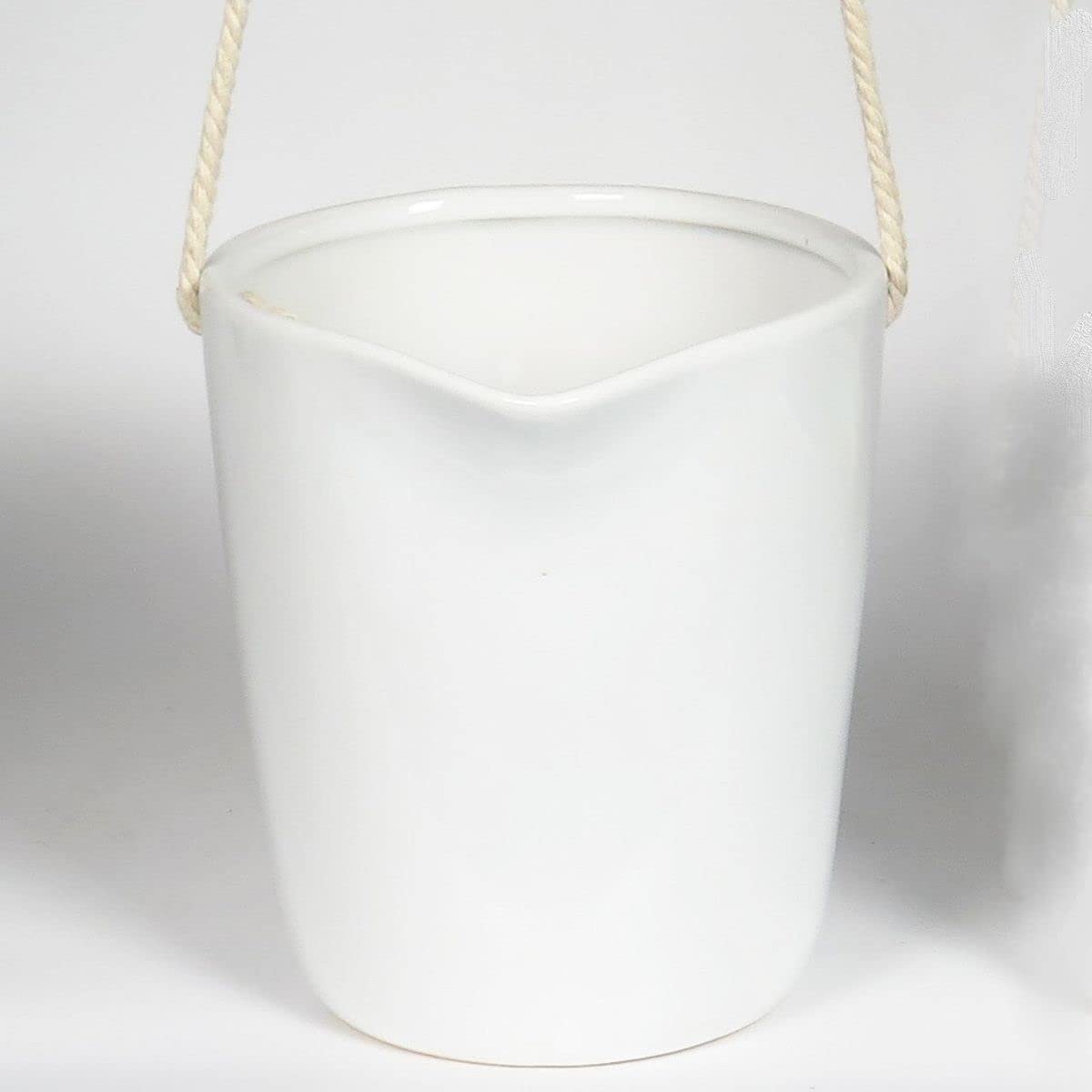 212 Main Withe with Twine Handle Hanging Planter