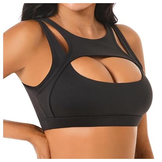 Push up Sports Bra for Women Sexy Hollow Crop Tops with Removable Cups Yoga Workout Fitness Yoga Bra Medium Support Black Medium