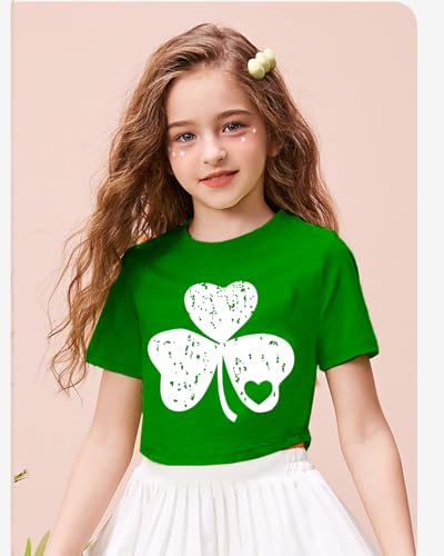 Girls St Patricks Day Crop Tops Irish Green Shirt Short Sleeve Irish Green Tshirts for Girl 6-14 Years2
