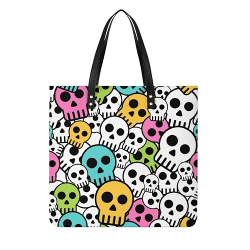 Sac shopping crânes rose blanc pour femmes | Grand tote bag de voyage 39x39cm