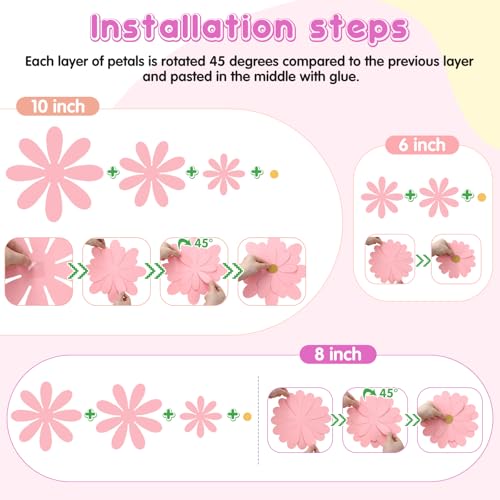 Image of MotiMind 18 Pcs Paper Flowers Bulletin Board Decorations DIY 3D Paper Floral for Wall Classroom Back to School Birthday Party Flower Backdrop Decoration Photo Backdrop(Pink Red Series,6 inch 8 inch 10 inch)