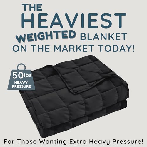Image of HomeSmart Products 50lbs Weighted Blanket Queen Size - Breathable, Hypoallergenic Soft Fabric, The Heaviest Weighted Blanket 50 Pounds, Black