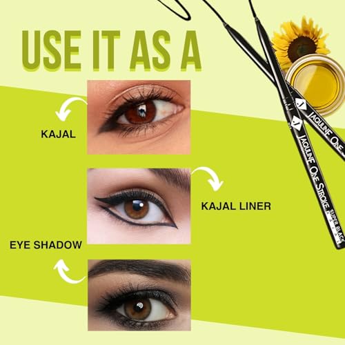 Jaquline USA OneStroke Super Black Kajal Twin Pack | Glides Smoothly | Waterproof | Smudge-proof | Black | Long Lasting | Infused with Sunflower Seed Oil | Vitamin-E |... - Image 5