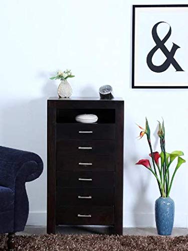 Shilpi Handmade Wooden Smart and Stylish Chest of 6 Drawer Storage Shelf Warm Chestnut Finishing-image-7