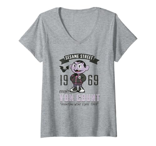 T-shirt col V Sesame Street femme idée cadeau rétro Count Since 1969