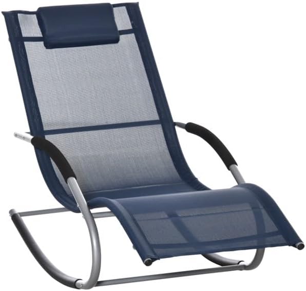 Generic Ossofire Outdoor Lounge Chair, Pool Lounge Chairs with Removable Pillow, Chaise Lounge for Patio and Lawn, Dark Grey, Navy Blue, SY-LHJ5-66383855