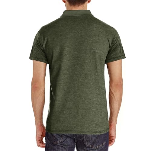 Image of Men's Short Sleeve Polo Shirts Buttons Collared T Shirts with Pocket | Moisture-Wicking,Soft Stretch Fabric, Lightweight,Structured Collar,Business Casual, Golf, Office,All-Day Comfort
