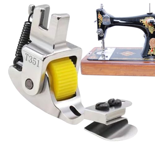 Roller Hemmer - Pie ajustable para máquina de coser, cierres de costura para acolchar, bordar | Herramientas de dobladillo para caminar, tejer, tejer, ribetes, costuras ciegas, telas elásticas, cuero