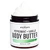 Peppermint-Vanilla-Whipped-Body-Butter-Hydrating-Cream-for-Dry-Skin-with-Shea-Butter-Scented-with-100-Pure-Essential-Oils-Paraben-Free-Non-Greasy-No-Synthetic-Fragrances-8-oz Better Shea Butter Whipped Body Butter for Women - PEPPERMINT VANILLA Body Lotion - Whipped Body Cream for Dry Skin - Paraben-Free, Non-Greasy Body Cream - Vanilla Peppermint Body Butter 8 oz