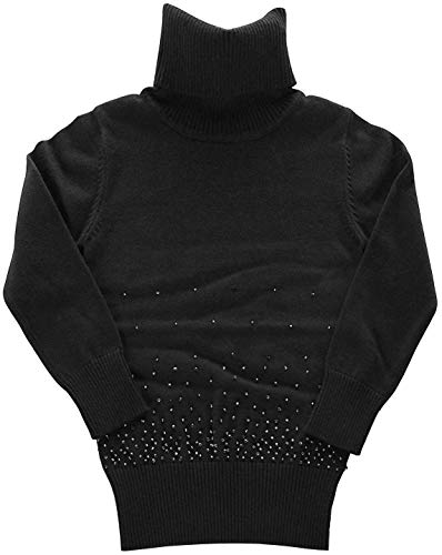 PJE Rollkragen Pullover Rolli mit Glitzer-Steinen Schwarz 98