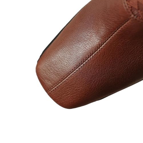 TinaCus Handmade Genuine Leather Elastic Side Zip Square Toe Block Heel Ankle Boots for Women2