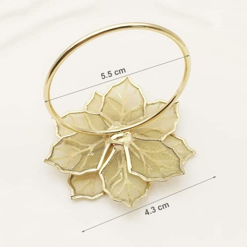 INCETUE Flower Napkin Rings Set of 6, Hollow Out Floral Napkin Holder Adornment Exquisite Household Napkins Rings Set Rhinestone Napkin Rings for Wedding Banquet Christmas Table Setting (Gold) - Cosy Home Interiors INCETUE Flower Napkin Rings Set of 6, Hollow Out Floral Napkin Holder Adornment Exquisite Household Napkins Rings Set Rhinestone Napkin Rings for Wedding Banquet Christmas Table Setting (Gold) - Image 2