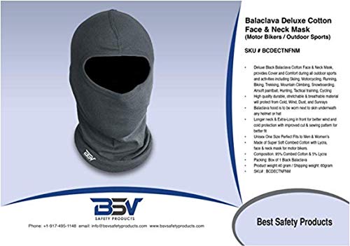 Balaclava Face Mask Cotton - All Season Gear For Skiing, Snowboarding, Motorcycling, Cycling & Outdoor Sports For Men & Women - Black #TOP2