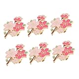 HOLIDYOYO 6個桜 ブローチ 女性用 かわいい花のピンバッジ 春アクセサリー バッグ用 花のラベルピン 亜合製 プレゼントに
