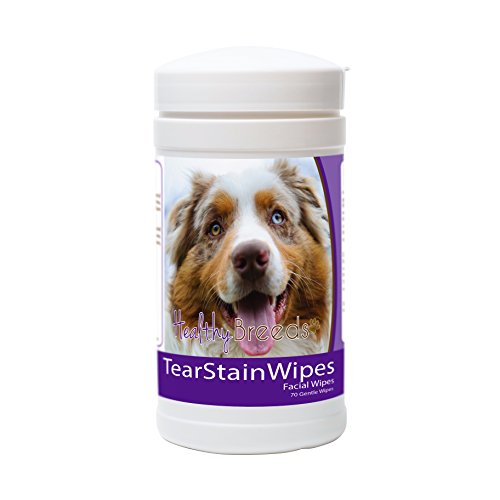 Image of Healthy Breeds Australian Shepherd Tear Stain Wipes - Fragrance-Free Facial Wipes for Dogs - Gentle Enough for Daily Use - 70 Count