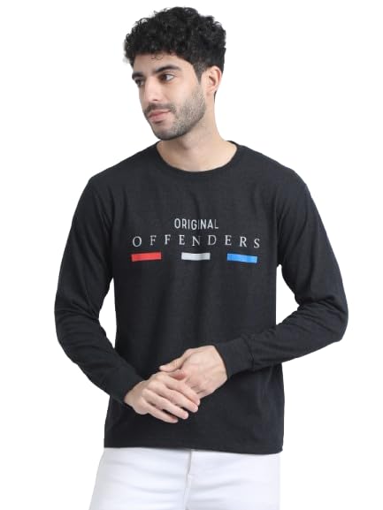 Image of OFFENDERS Mens Exclusive Graphic Printed Round Neck Full Sleeve Premium Tshirt 100% Cotton (Pack of 1)