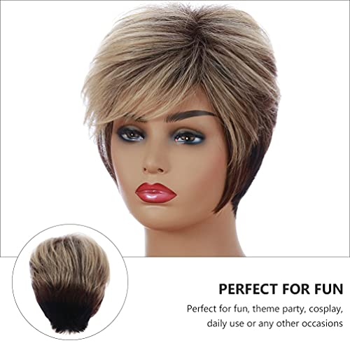 FRCOLOR Curto Peruca Curta Perucas de Fibra Sintética Peruca Com Franja Curta Perucas Dianteiras Do