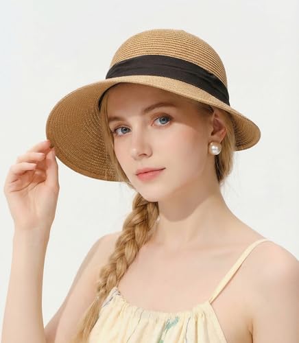 Sombrero de paja para mujer con ala ancha verano playa miniatura 2