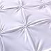 Feelyou King Duvet Cover Set Pinch Pleated Microfiber Polyester Bedding Sets Decorative Luxury Pintuck Tufted Pattern Comforter Cover with 2 Pillow Shams White, Solid Geometric 3Pcs