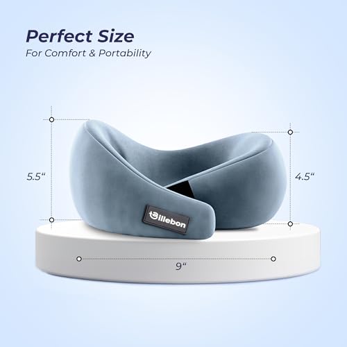 Image of Billebon Gel Infused Memory Foam Neck Pillow, Travel Pillow with Adjustable Velcro Straps, Neck Pillow for Travelling & Flight Travel, Ergonomic Support for Comfort & Pain Relief(Grey Combo)