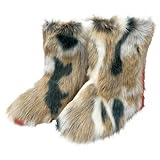 Multicolor Girls Solid Color Plush Boots Warm Mid Calf Winter