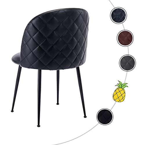 Guyou Black Pu Leather Dining Chairs Set Of 4, Upholstered Guest Chairs Side Chairs Round Back, Modern Accent Chairs With Metal Legs For Living Room Bedroom Reception Room #TOP2