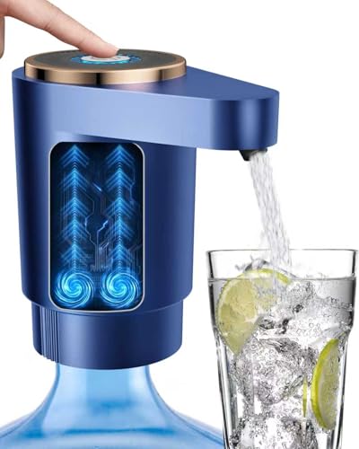 Cozycharm Water Jug Pump for 5 Gallon Bottle – Portable Electric USB-C Charging Dispenser, Dual Powerful Motors, Fast Flow, Fits 2-5 Gallon Jugs – Ideal for Home, Office, Camping, RV, Blue